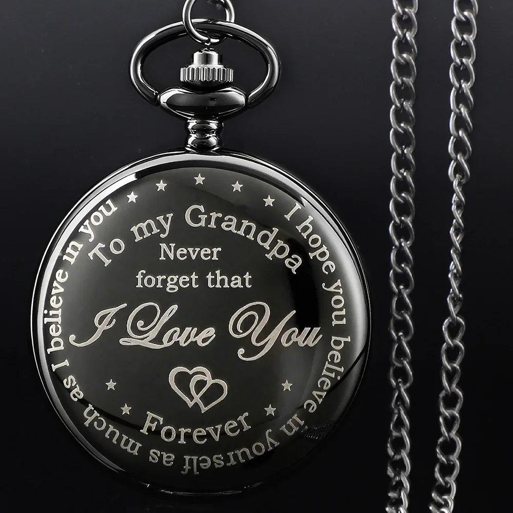 ساعات الجيب الرائعة خمر العتيقة قلادة كوارتز جيب فوب ساعة عيد ميلاد هدية عيد الأب للجد