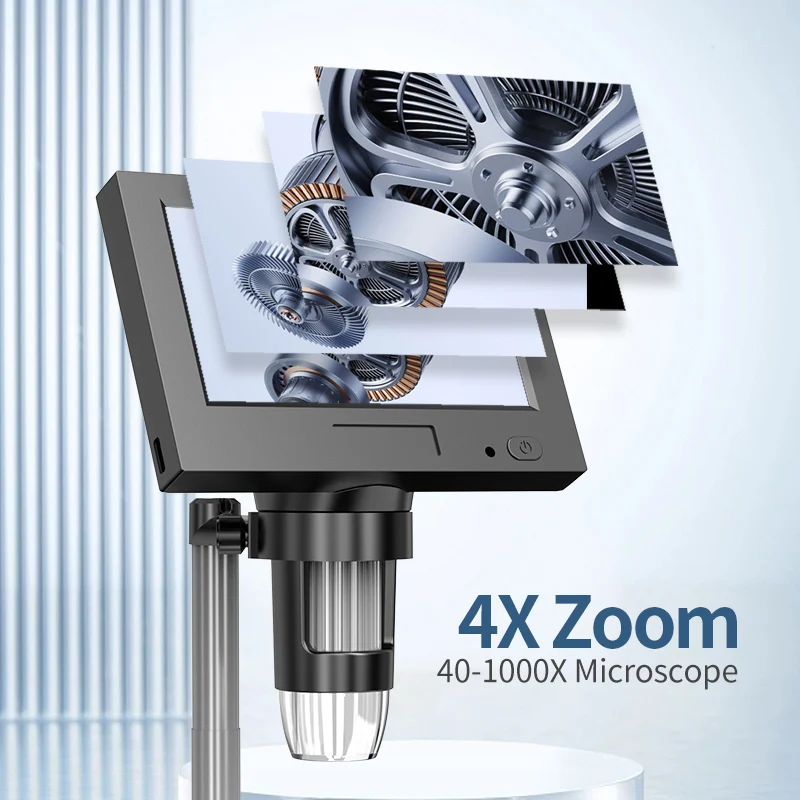 4.3‘’ Digital Microscope 1000X Zoom HD Electronic Microscopes Camera Magnifier for Soldering Phone Repair Microscope