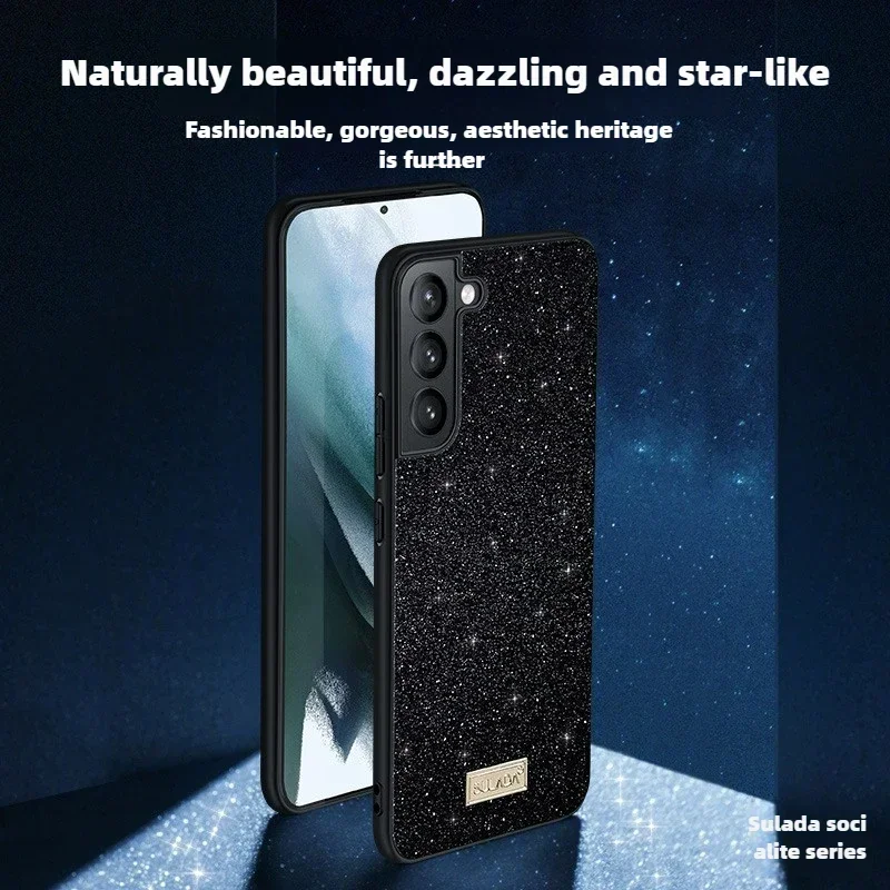 Роскошный блестящий силиконовый кожаный чехол для Samsung Galaxy S24 Ultra S23 S22 Plus, защитная задняя крышка с защитой от отпечатков пальцев