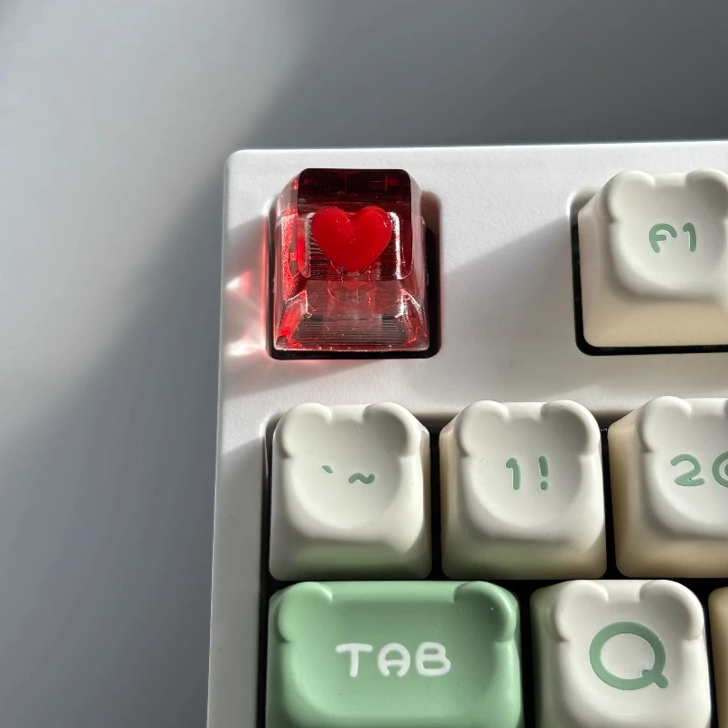 Love Heart | Hand-custom Keycaps for Mechanical Keyboard Caps Transparent Resin Key Caps DIY Artisan Keycap PC Gamer Girls Gifts
