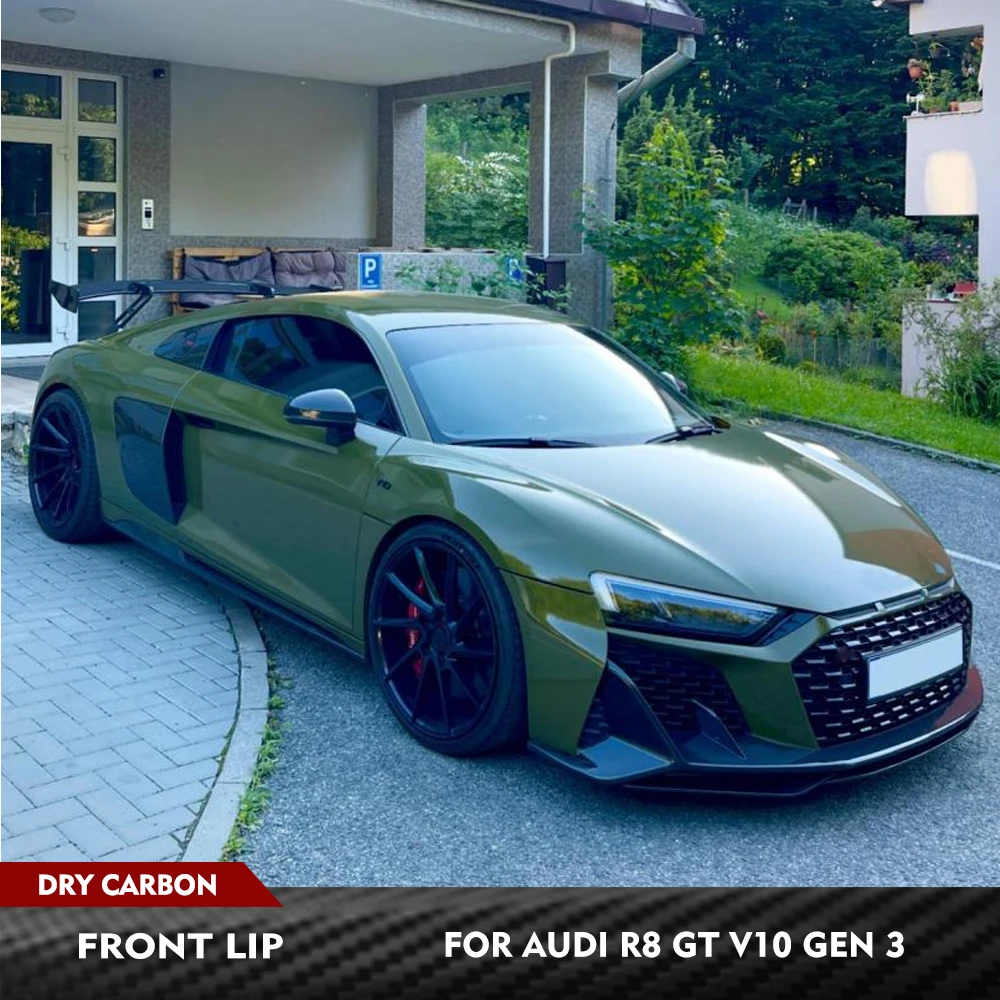 

For Audi R8 V10 GT Performance Coupe 2023 Gen 3 Prepreg Dry Carbon Car Front Lip Chin Apron Protector Car Front Body Kits Guard