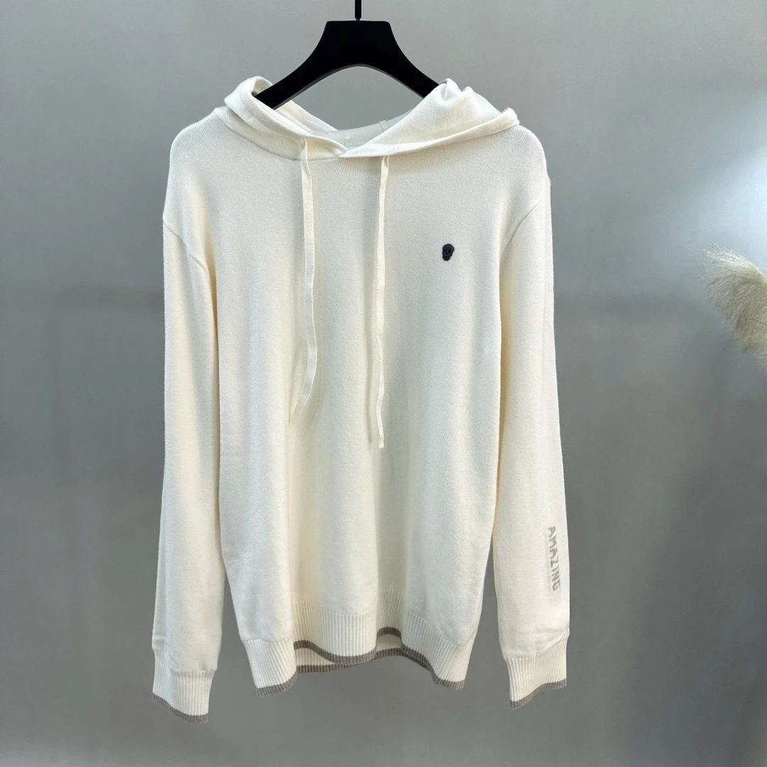 Men's Golf Hooded Knit Top 2026 Fall New Korean Style Long Sleeve Print Trendy Versatile Casual Sporty Breathable Soft Stretch
