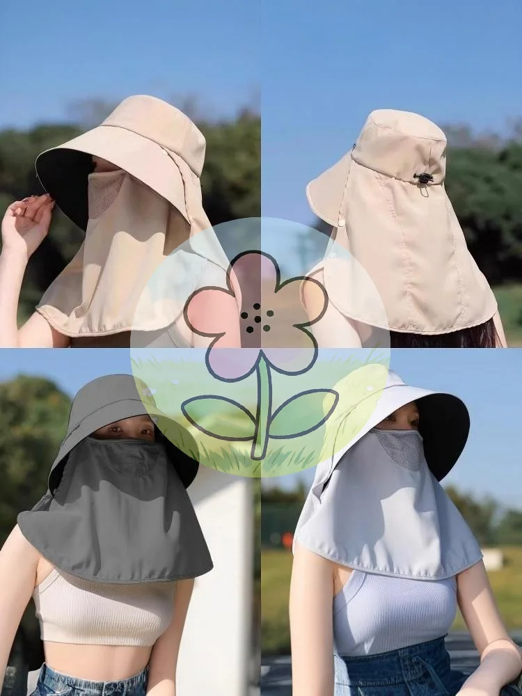 ☛Wide Brim Sunscreen Fisherman Hat Breathable Neck Protection Hat UV Protection Sun Protection Picking Tea Hat Fishing Hat