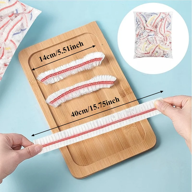 100/200Pcs Elastic Food Covers Stretchable Clear Plastic Dish Bowl Covers with Unique Striped Design Food Storage for Home Use