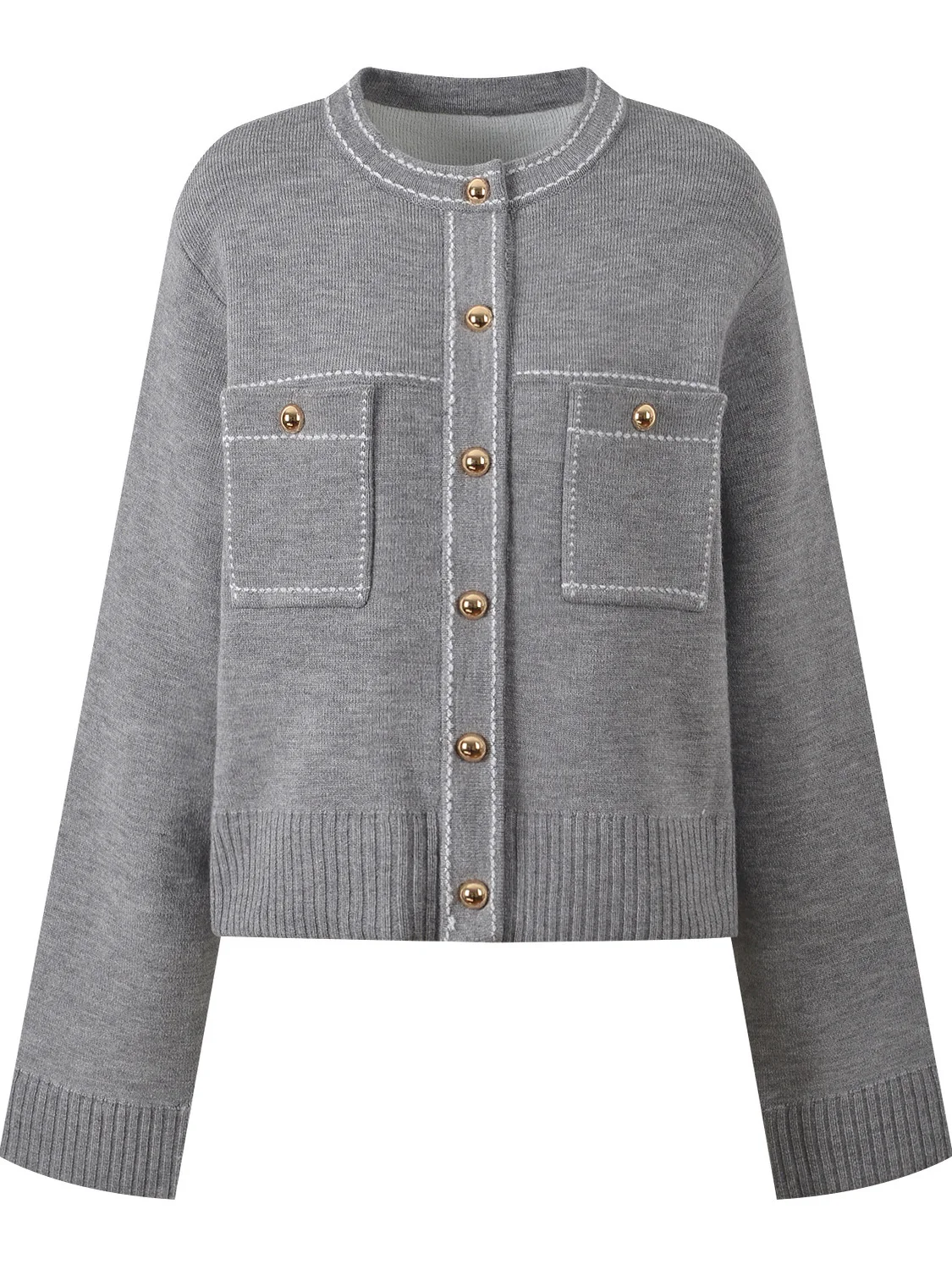 

Faionable ey ort round Ne Open Cardigan Coat for Women Autumn 2025 Commute Versatile Knitted Sweater Ele Lady Sle