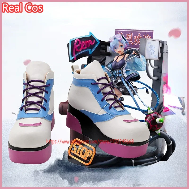 

RealCos Re:Life In A Different World From Zero Neon City Rem Cosplay Shoes Boots Halloween Cosplay Costume Accessory