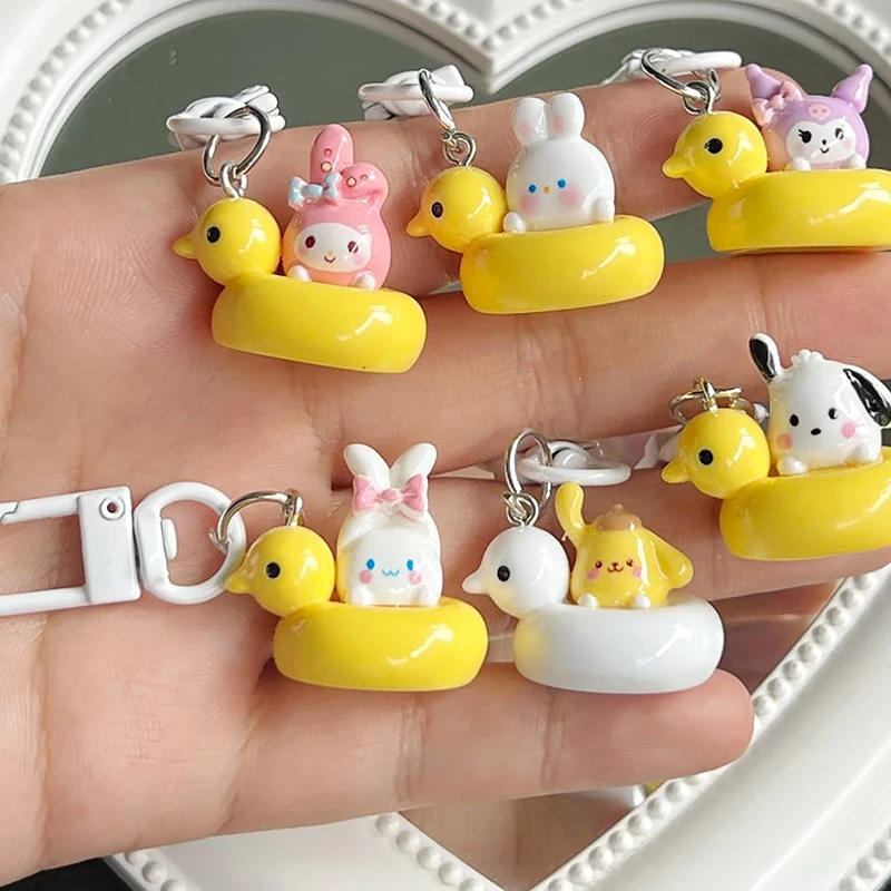 Cute Cartoon Anime Duck Keychain Lovely Car Key Chain For Girl Bag Pendant Decor School Bag Ornaments Accessories