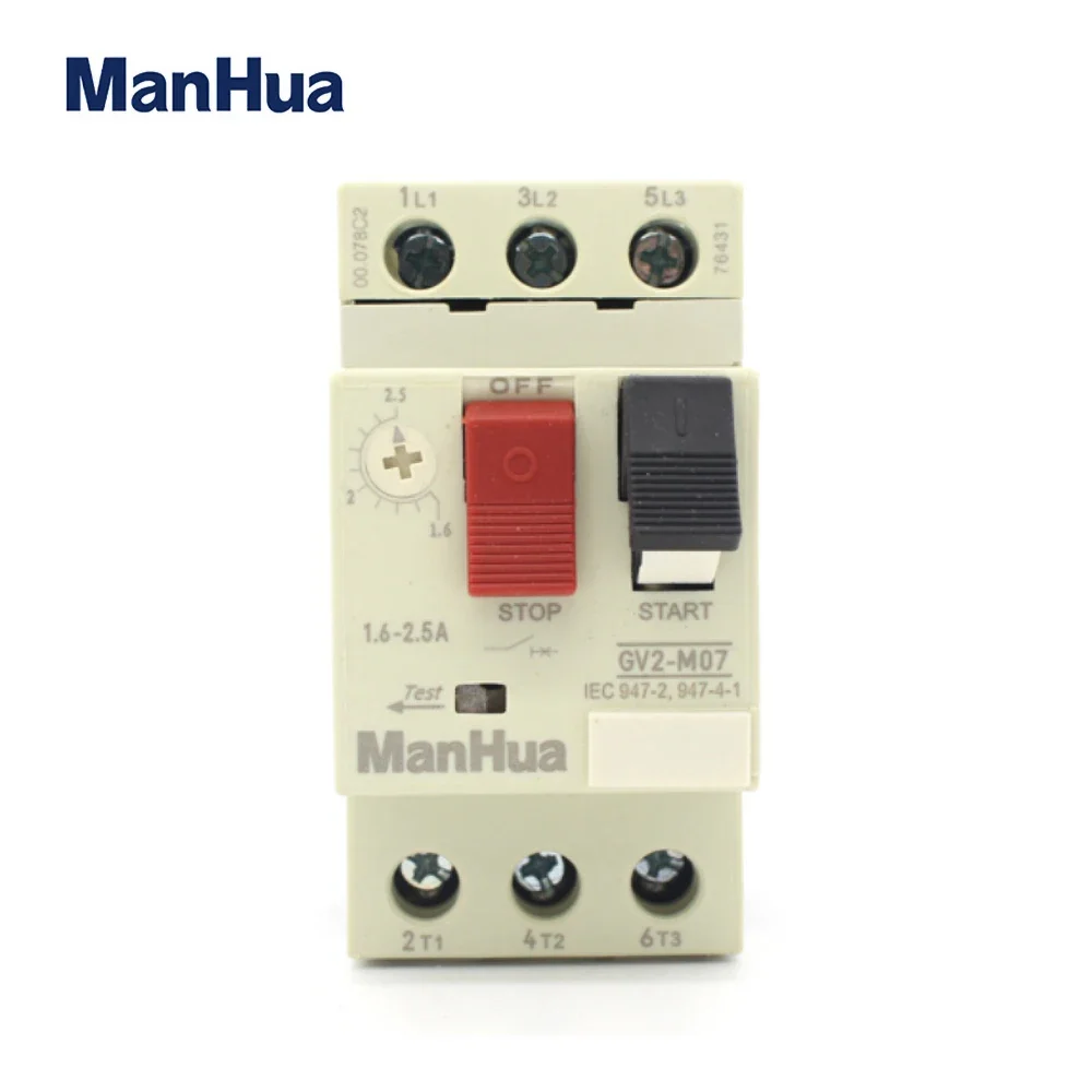 ManHua Motor Control and Protection 1.6A-2.5A GV2-M07 Electric Motor Circuit Breaker