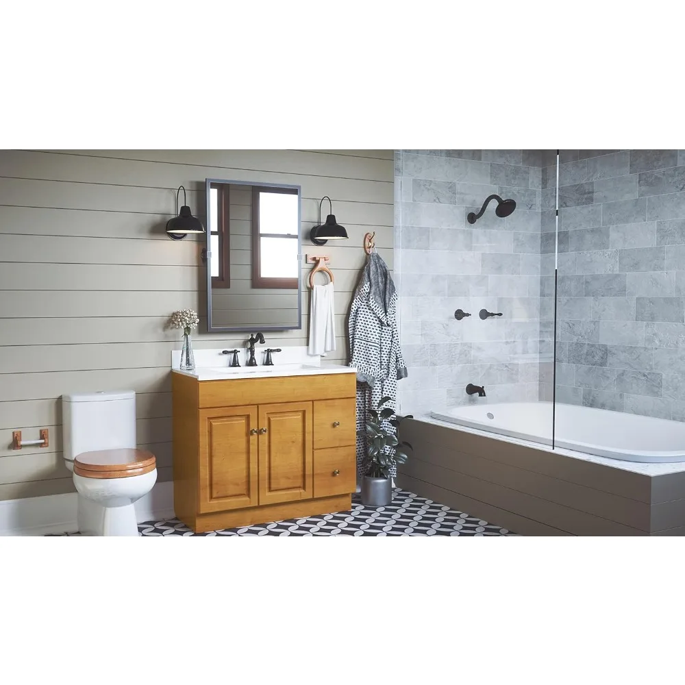 Toallero de pared para baño, resistente y fácil de instalar, roble miel