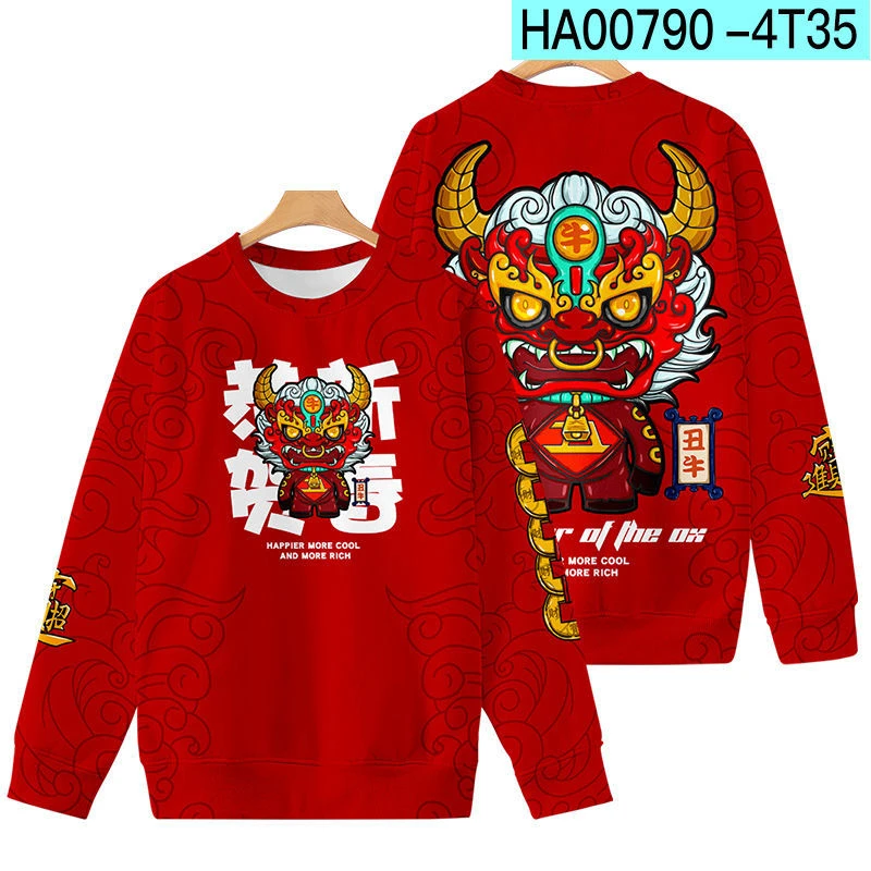 2027 New Chinese Zodiac Graphic Sweatshirts Fall Fashion This Animal Year Long Sleeve Sweaters For Men Women Kids Birthday Tops
