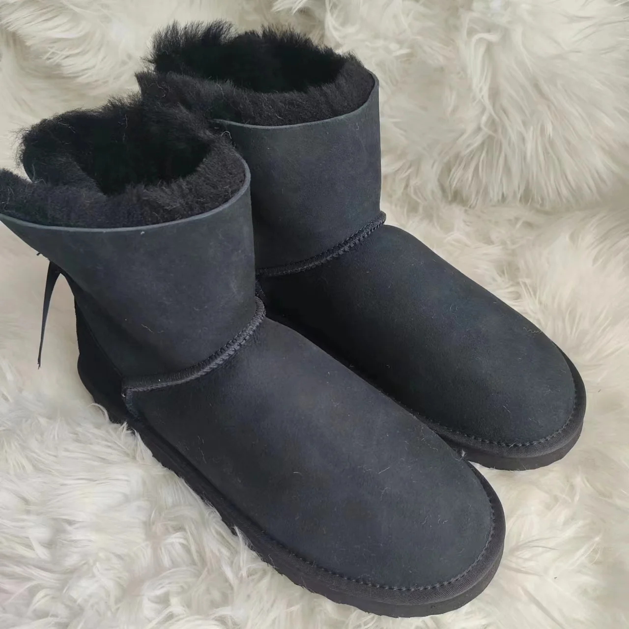 Winter Women Snow Boots Shoes Women Genuine Sheepskin 2023 Natural Wool Women\'s Woman Warm Women Boots Flats Shoes