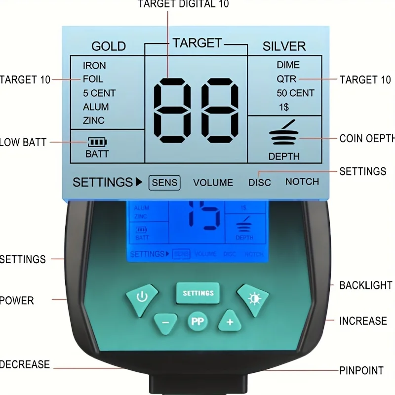 Metal Detector MD710B All Metal Detection Jewelry Target Find DIsc Notch Pinpoint Mode Treasure Hunters Outdoor Exploring