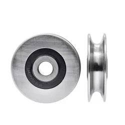 4Pcs 10x50x13mm Grooved U-Shaped V-Concave Pulley Steel Wire Rope Guide Pulley, Suspension Pulley, Rolling Wheel