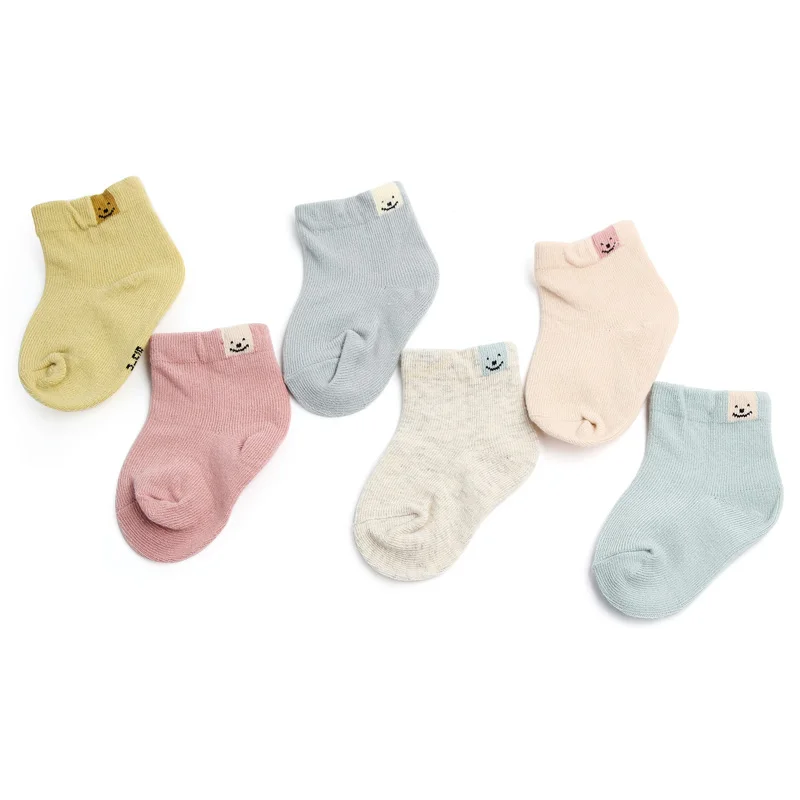 Baby Socks Multiple Choices Set for 6 Pairs Knit Soft Cotton 9cm for 0-6 Months Spring and Autumn Cute Toddler Newborn Baby Sock