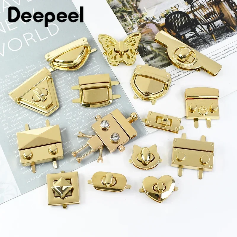 2Pcs Metal Bag Locks Turn Twist Lock Buckles Closure Clasp Handbag Wallet Decor Buckle Replacement DIY Hardware Accessories