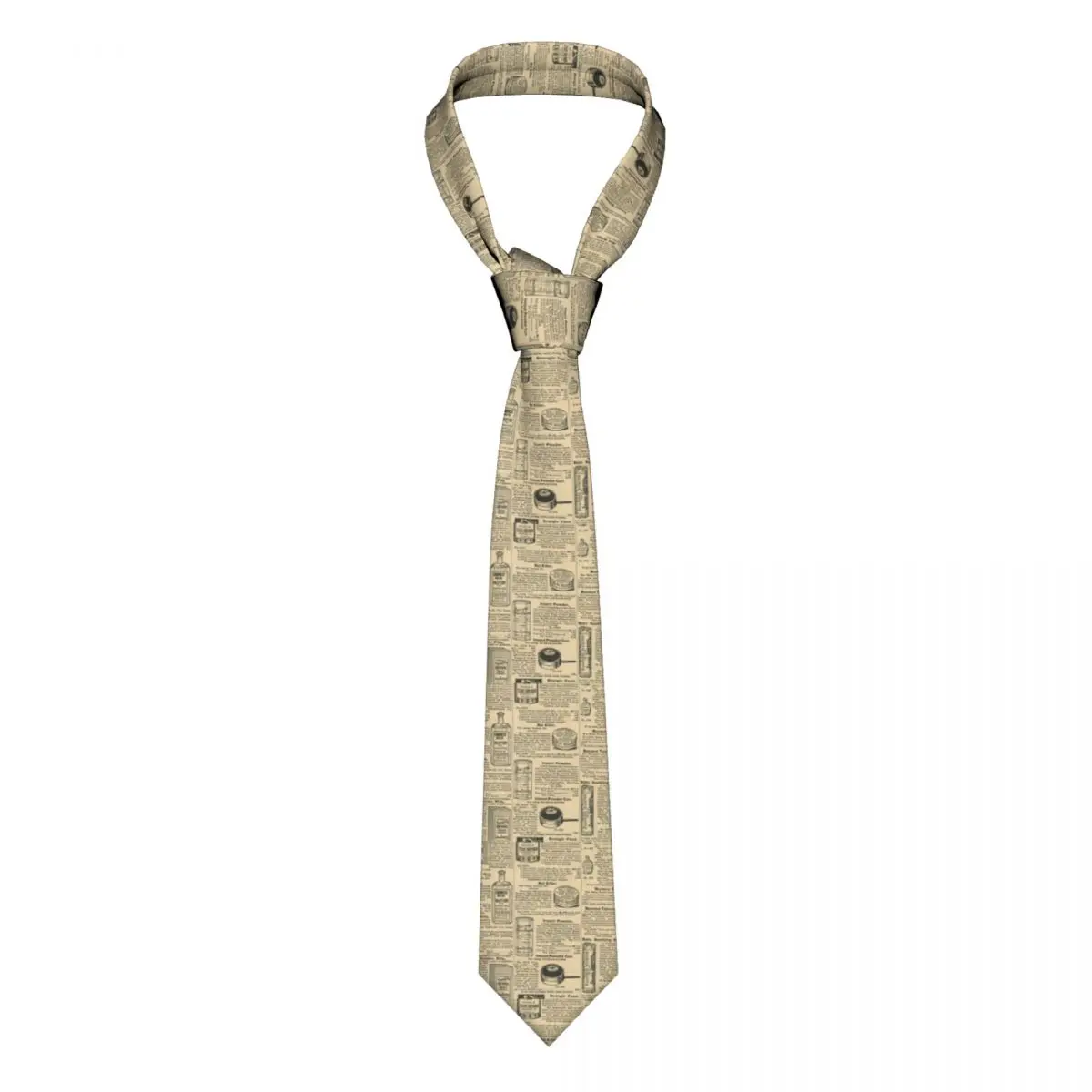 Old Newspaper Unisex Necktie Slim Polyester 8 cm Wide Mid Century Aged Paper Neck Tie for Mens Suits Accessories Cravat Party