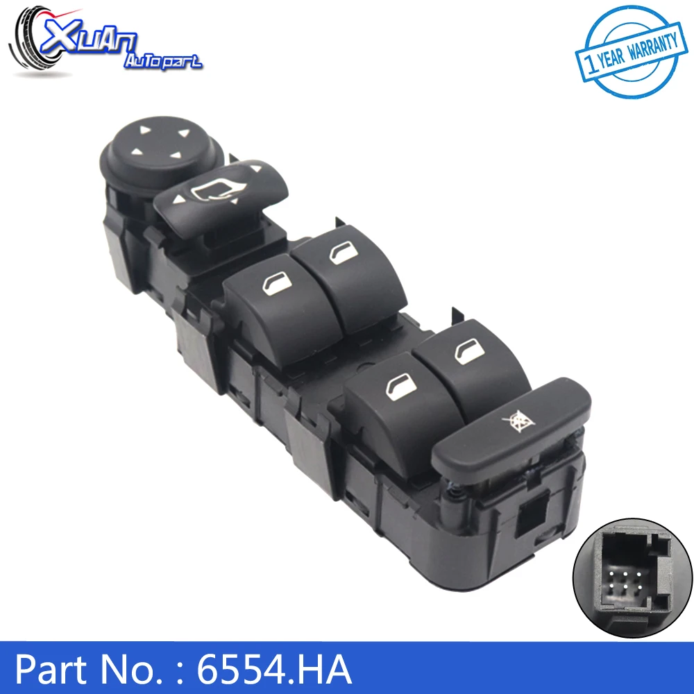 XUAN Front Left Electric Power Window Control Switch Master Lifter Button 6554HA 6554.HA For Citroen C4 2004-2015 6554GZ 6554.GZ