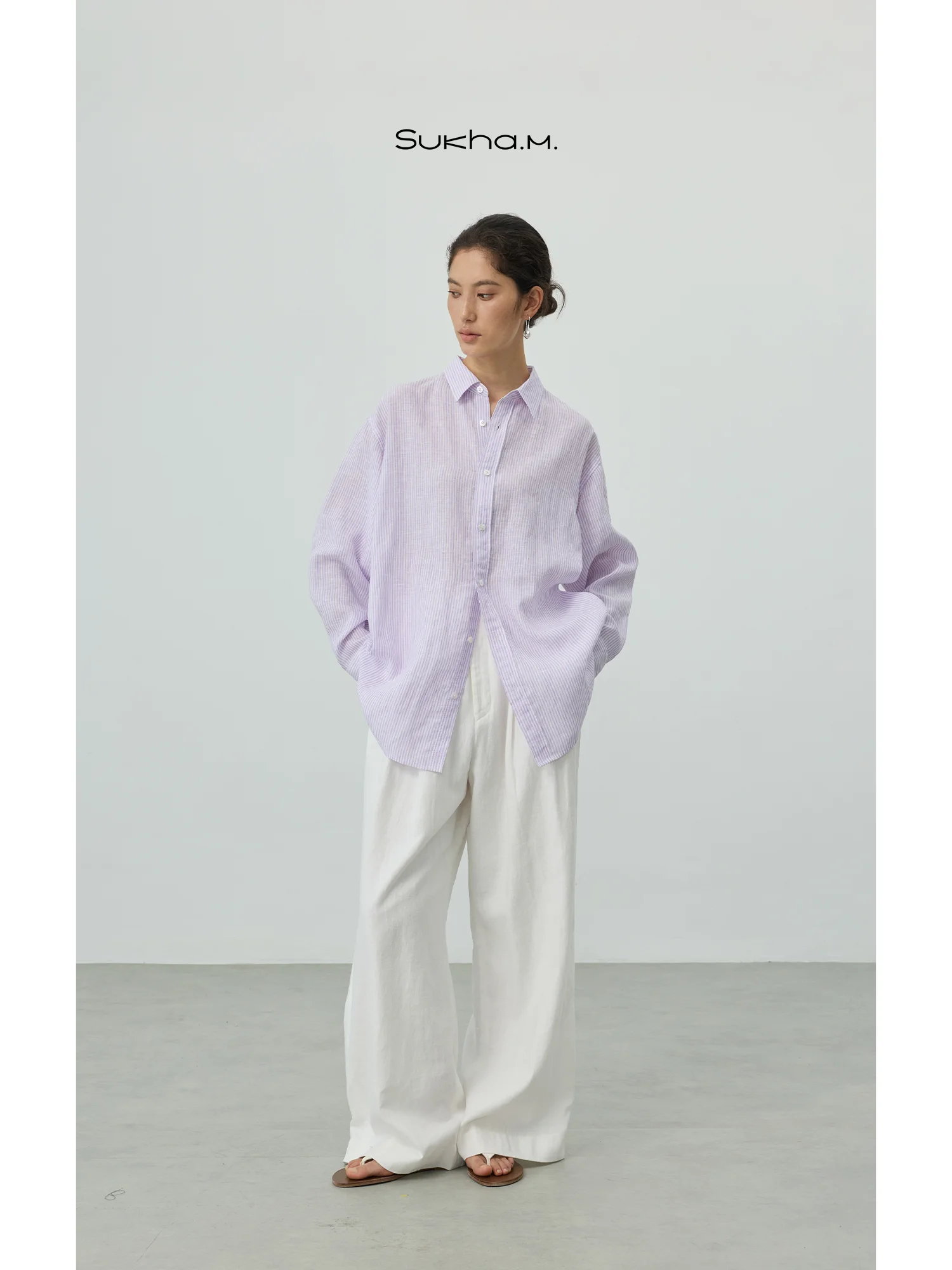 

Летняя женская рубашка Sukha M 2026 из смесового хлопка и льна, свободного кроя, легкая, в полоску, с длинным рукавом, в повседневном стиле, для работы и отдыха