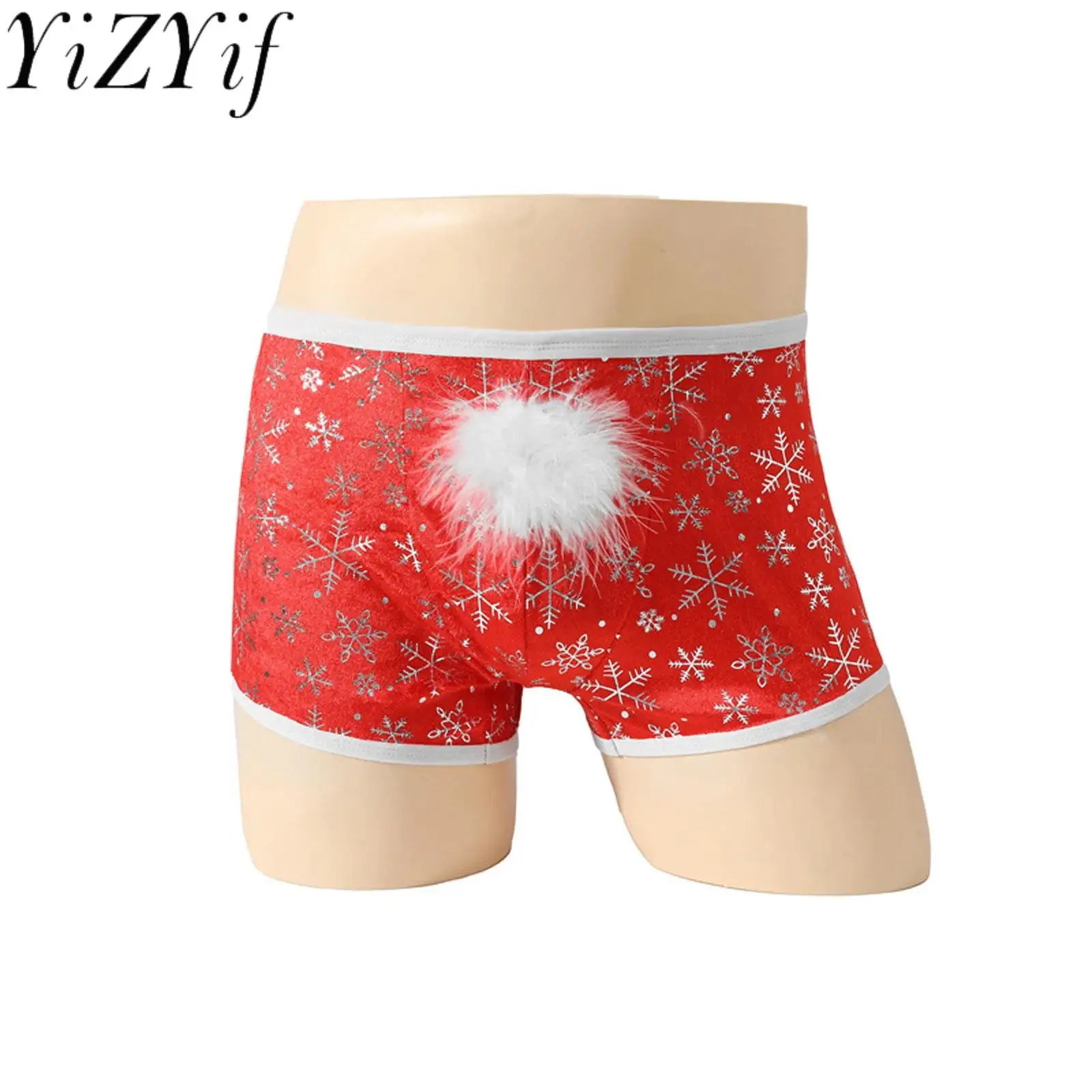 

Мужские рождественские трусы с принтом снежинок, эластичные дышащие трусы-боксеры для свиданий, ночного праздника, нижнее белье для ролевых игр