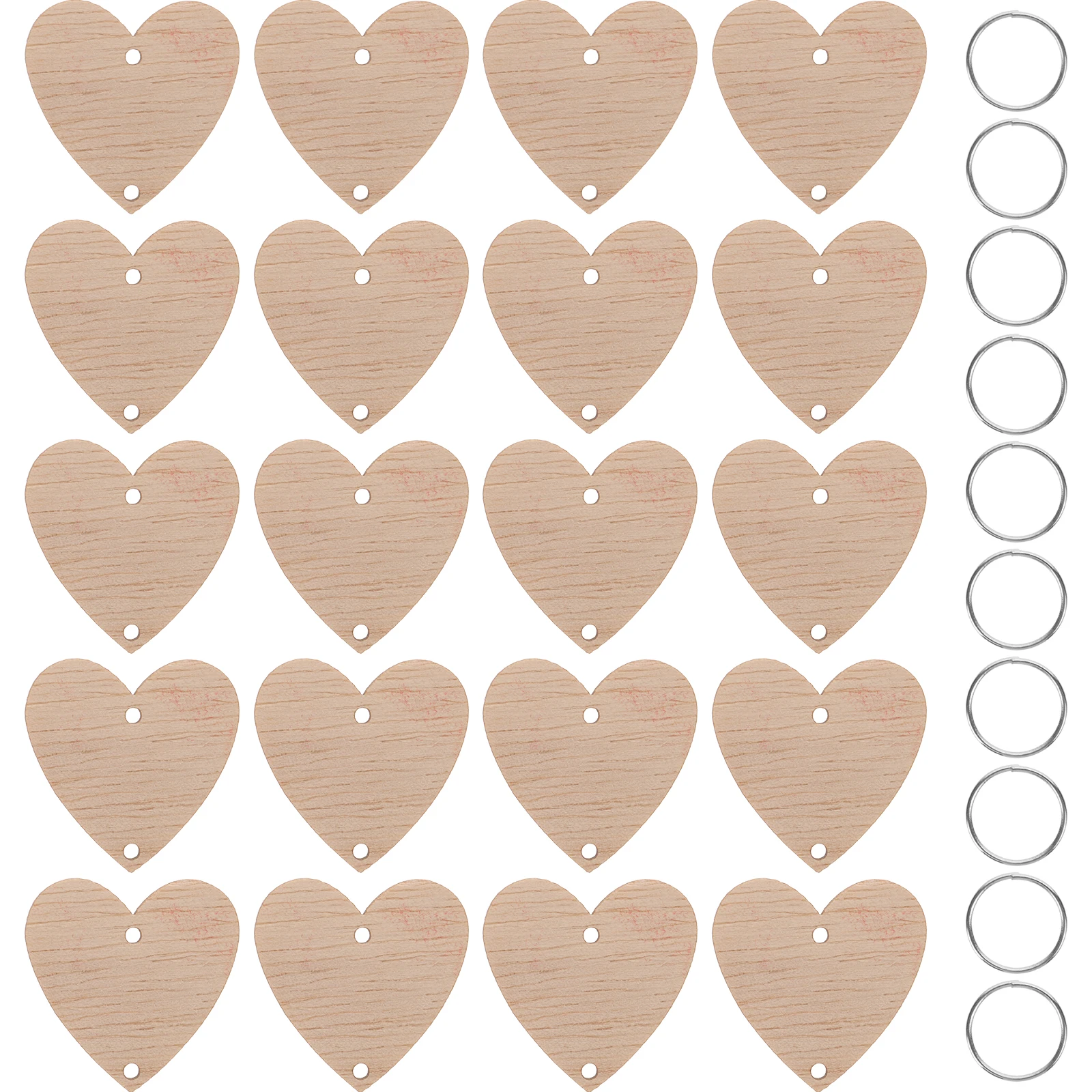 

50pcs Wooden Slices Heart Shape Iron Loops DIY Hanging Calendar Family Birthday Reminder Wall Decor Wooden Plaque Accessories