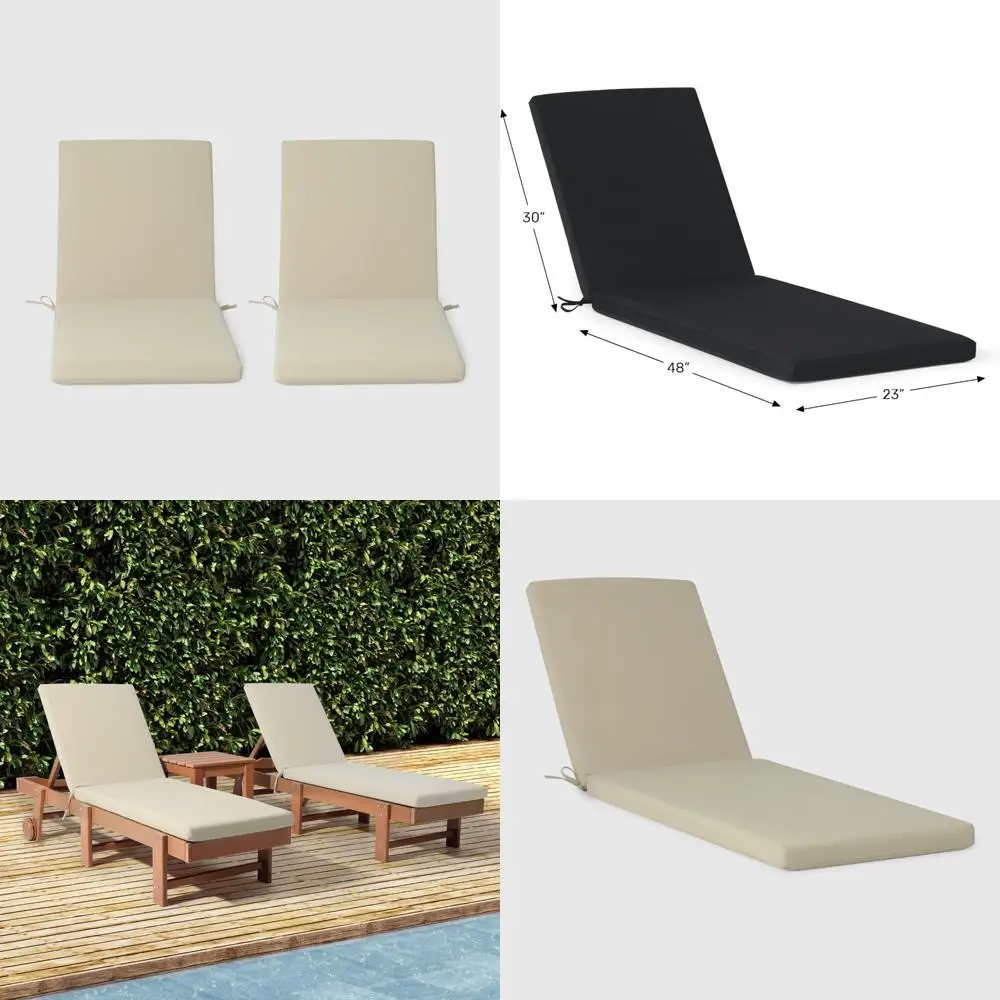 

Outdoor Chaise Lounge Chair Cushions Set of 2, 78 x 23 Inches, Beige Color, Comfortable Relaxation for Patio