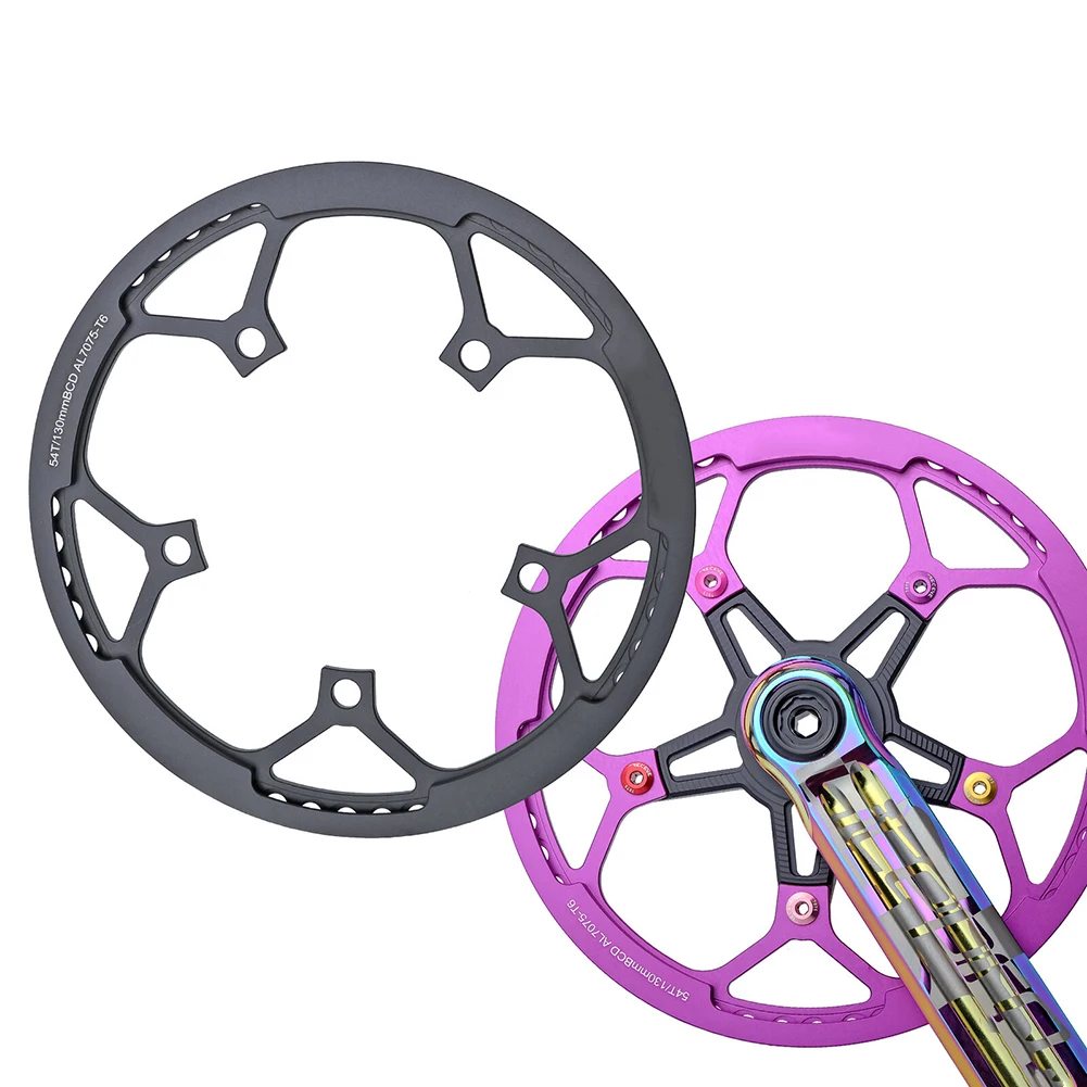 54T Folding Bike Chainring 130BCD Single Chainring 12 Speed With Chain Guard Aluminium Alloy Bicycle Parts view 2