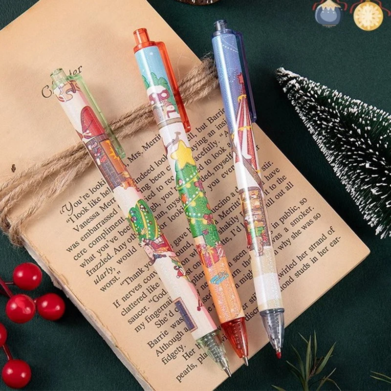 6 ชิ้น Kawaii น่ารักคริสต์มาสเจลปากกาสร้างสรรค์นักเรียนเครื่องเขียนเขียนเรียบกด Neutral ปากกาอุปกรณ์สํานักงานโรงเรียน