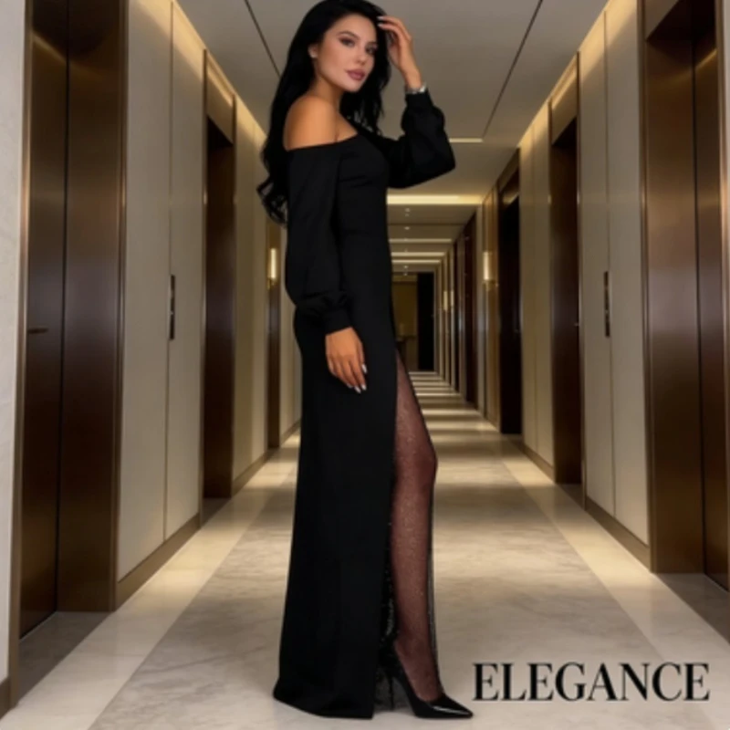 

New Arrival Women's High Slit Jumpsuit, One Shoulder Autumn Winter Fashion Party Romper