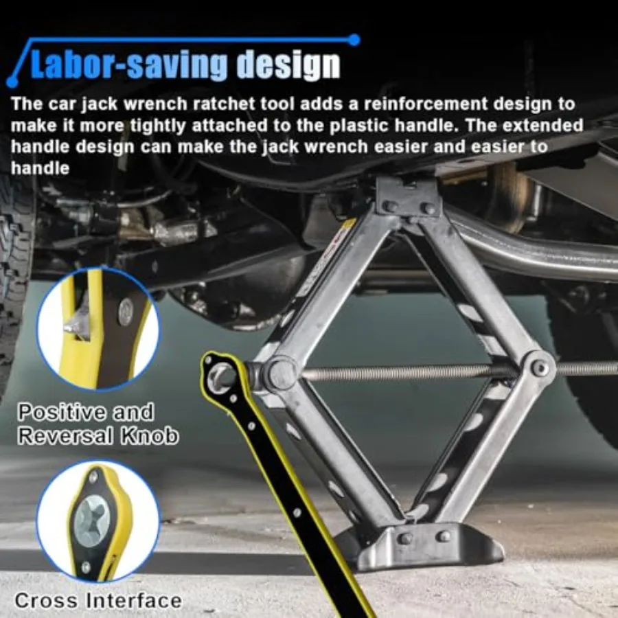 Auto-Wagenheber-Ratschenschlüssel, 360-Grad-Drehung, arbeitssparender Wagenheber-Radschlüssel mit langem Griff für den Austausch von Reifenrädern, universell nach vorne