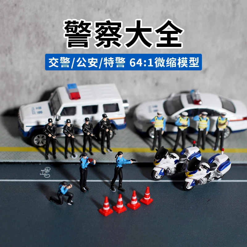 

Painted 1/64Police SpecialPolice TrafficPolice Miniature Figure Doll Diorama Model Mini Doll Figurine Photography Props Display