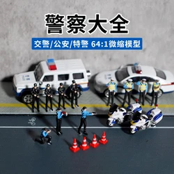 Painted 1/64Police SpecialPolice TrafficPolice Miniature Figure Doll Diorama Model Mini Doll Figurine Photography Props Display