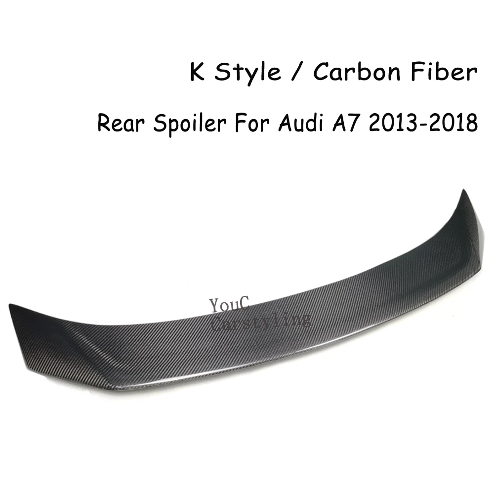 Real Carbon Fiber Rear Spoiler K Style for Audi A7 2013-2018 Trunk Boot Lid Tail Wing