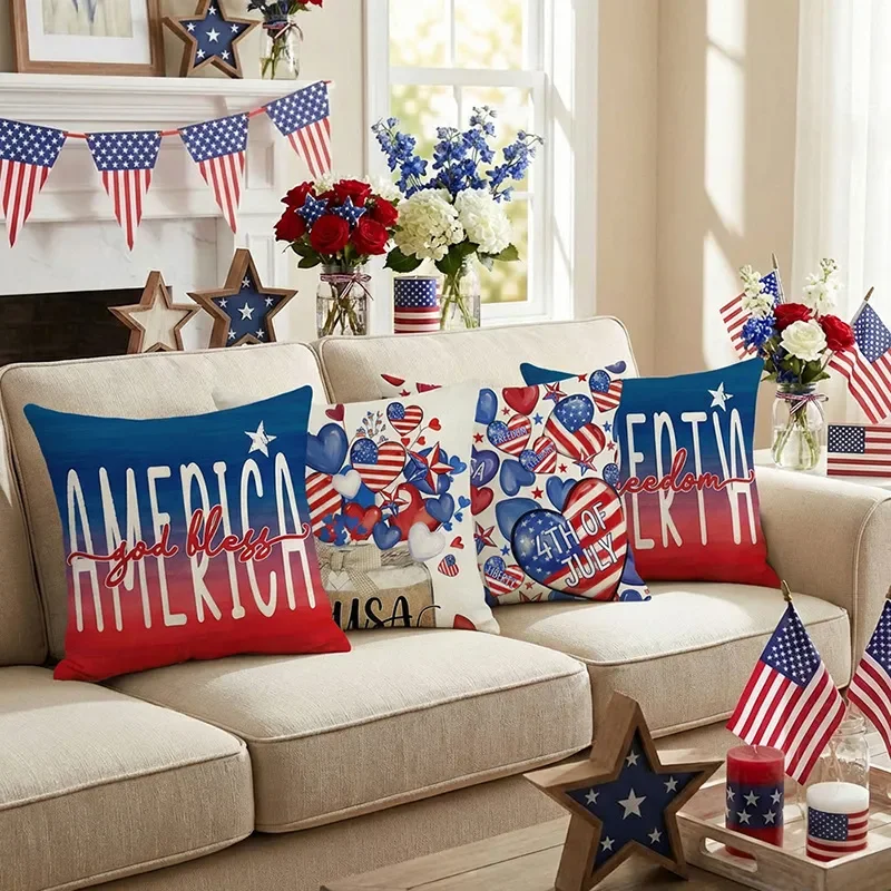 US 250th Anniversary Pillow Cover Cross-Border Independence Day Holiday Atmosphere Decoration Sofa Pillow Cover Bedroom