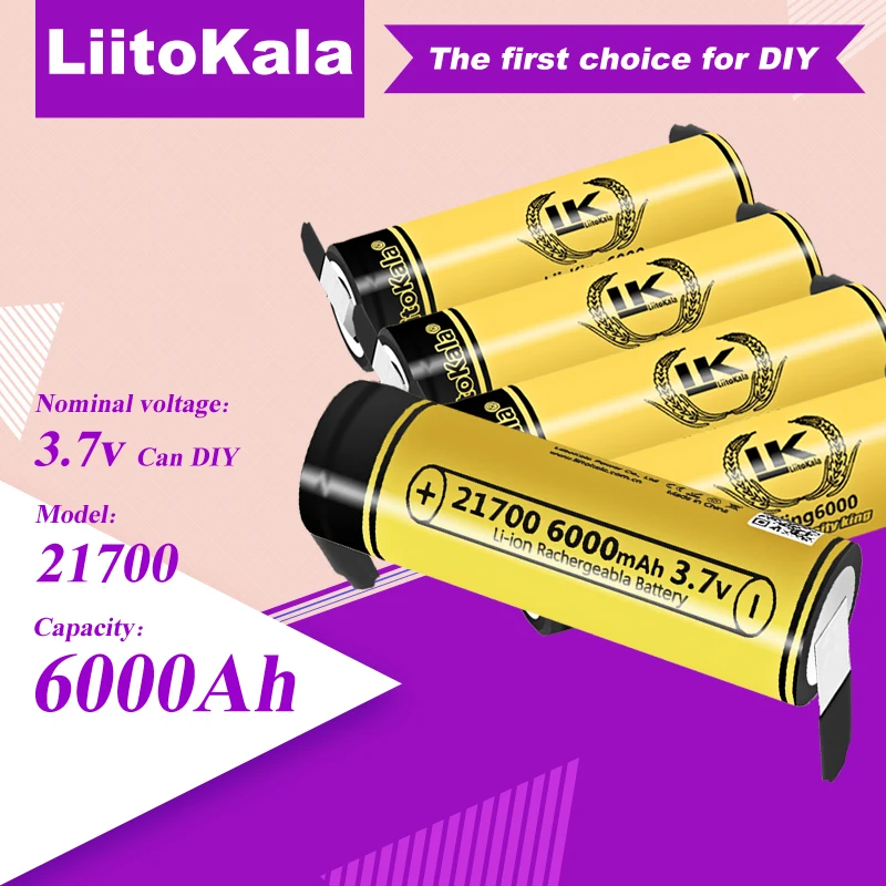 1-40PCS LiitoKala King6000+Nickel 3.7V 21700 6000mAh 3.7V 21700 6000mAh Rechargeable Lithium Battery For Speaker LED Flashlight