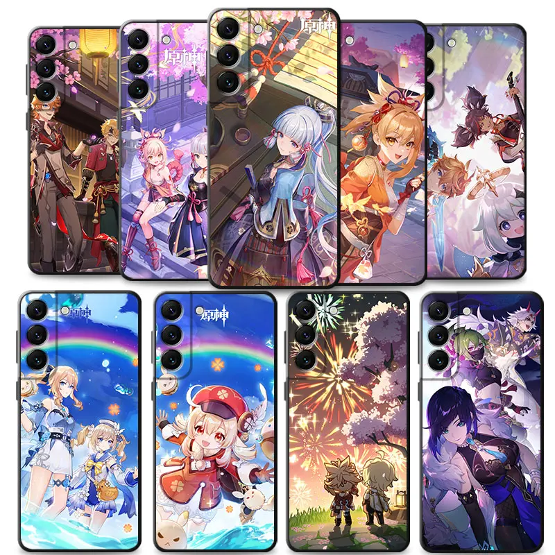 Genshin Impact Anime Cute Case for Samsung Galaxy S23 Note 20 Ultra 10 Plus 8 9 S20 S22 S21 Note9 S20 FE Luxury Cover TPU Soft