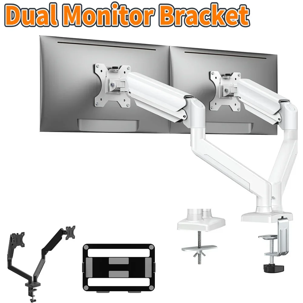 

Dual Monitor Stand with C Clamp Expandable Display Bracket Holds Up To 19.8lbs Monitor Arm Desk Mount for Home Office
