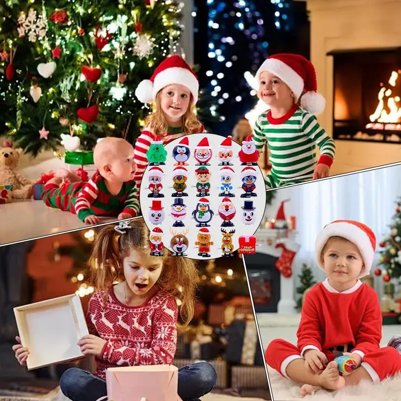 Giocattoli a carica per bambini Giocattoli a carica natalizia Sfusi Piccoli Babbo Natale Pupazzo di neve Alce che salta Pinguino Giocattoli per borse Goodie