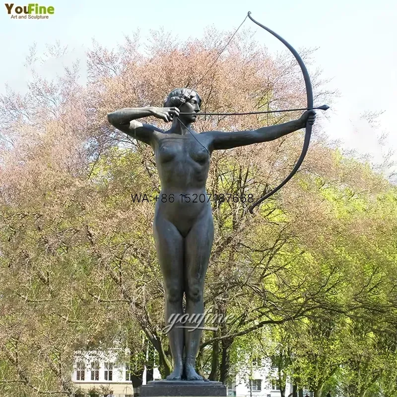 Wmwmnu Life Size Outdoor Classical Bronze Diana Goddess Statue Antique Female Archer Huntress Artemis Sculpture for Garden