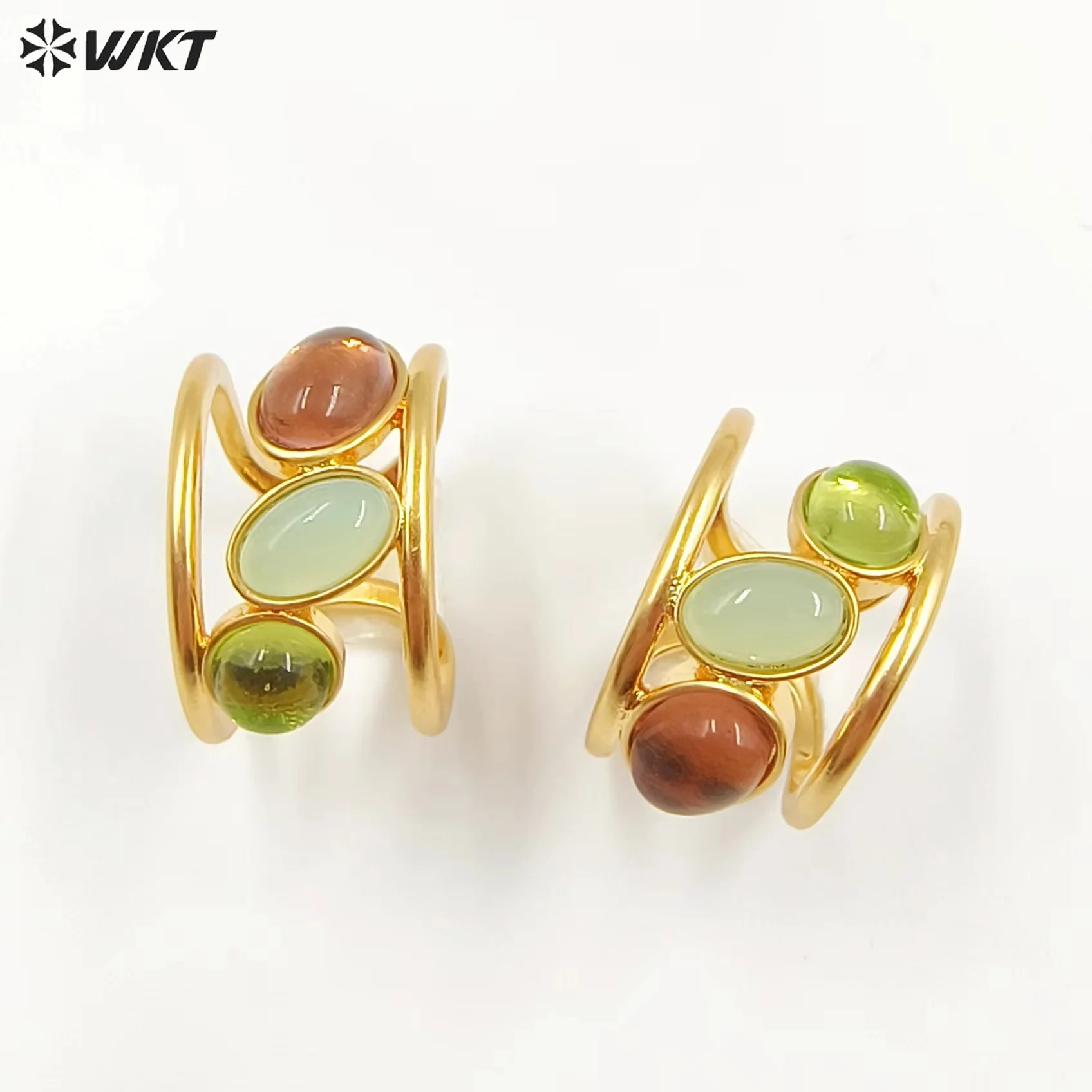 

WT-R470 Amazing Trendy Hollow Design Colorful Jade Opeaning Rings For Women Banquet Party Decoration Or Birthday Present