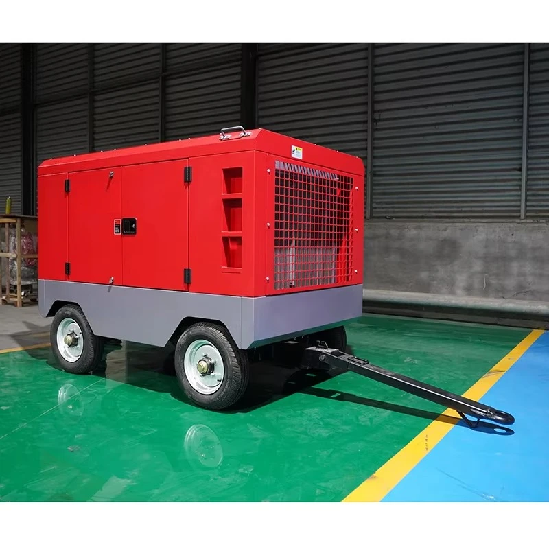 Customized Rotary Screw Diesel Air Compressor, Skid Mounted For Heavy Duty Industrial Use Diesel Portable Air Compressor