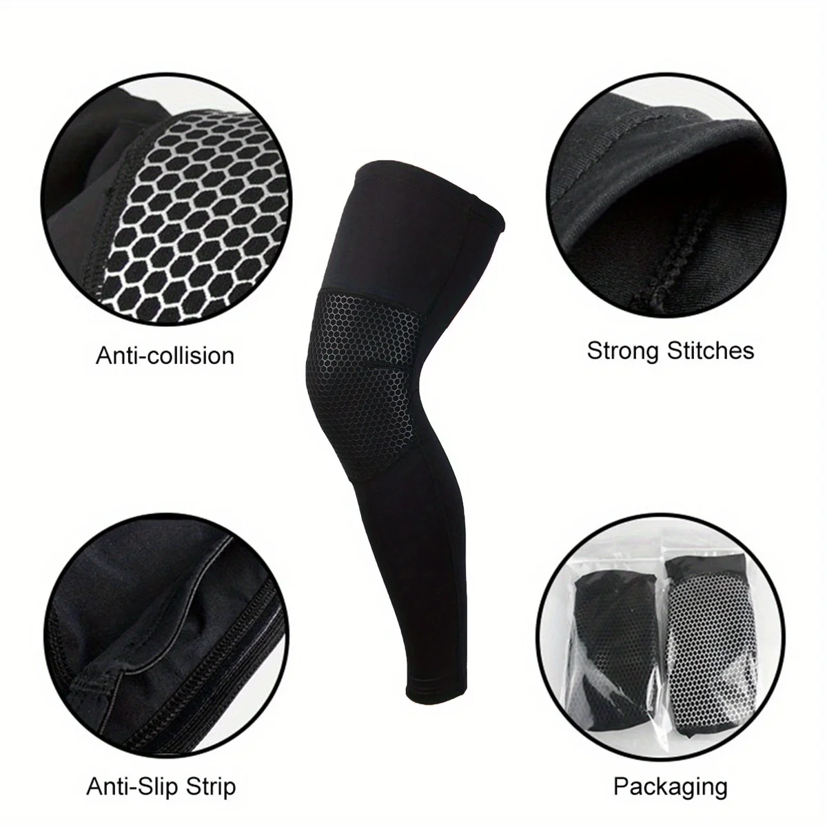 2pcs Compression Knee Pads, Support Lengthen Sport Sleeve Protector, Elastic Long Kneepad Brace, Volleyball Run Basketball Prote