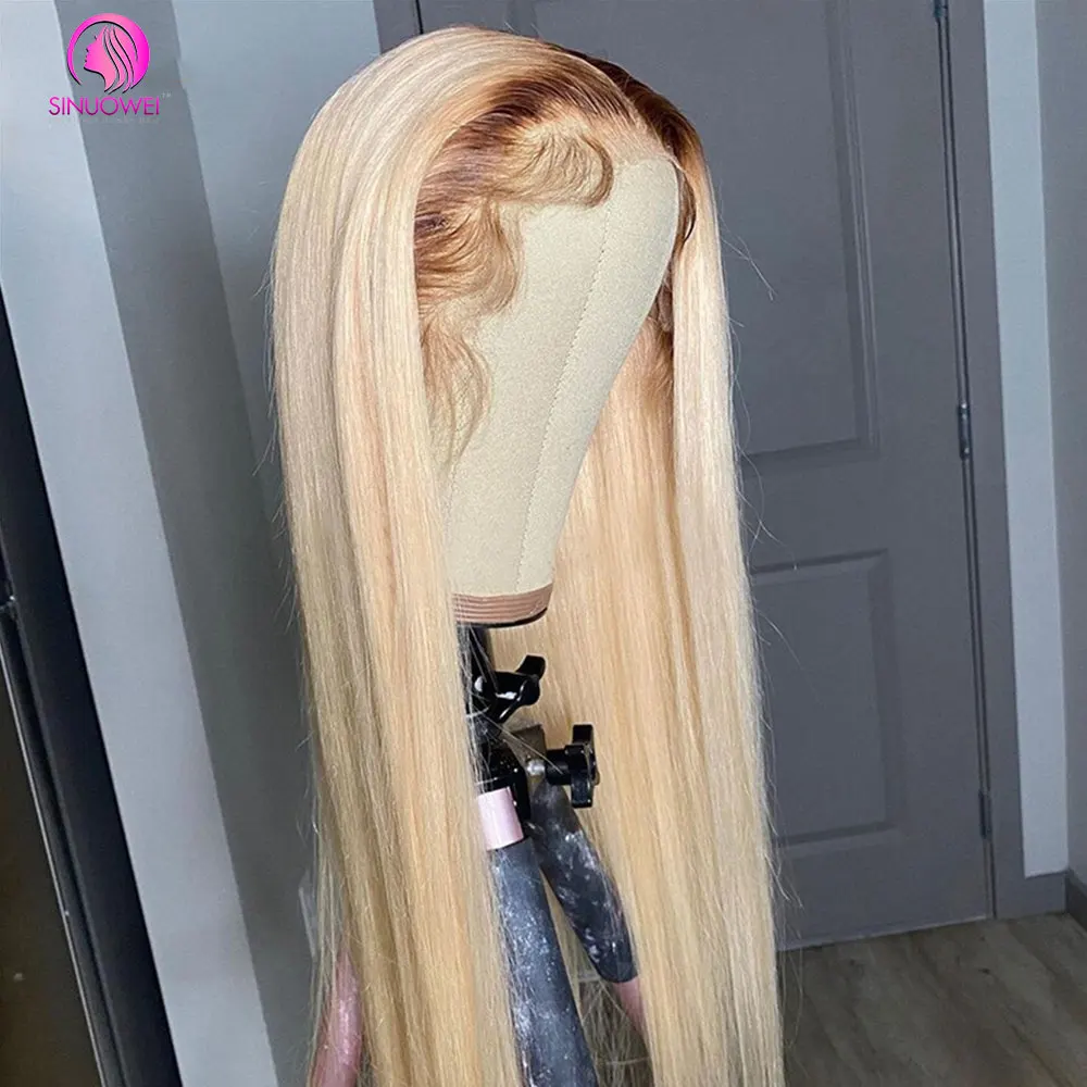 4/613 Blonde Lace Front Human Hair Wigs 180% Density 13x4 Straight Hair Lace Front Wig For Women Preplucked Colored Human Hair