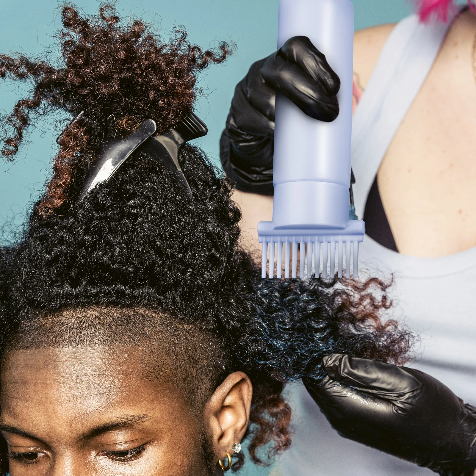 2 قطعة مجموعة مشط الجذر لصبغ التزييت تتضمن قفازات غطاء رأس واقيات الأذن قضيب مادة البولي ايثيلين لجذر لون الشعر #1