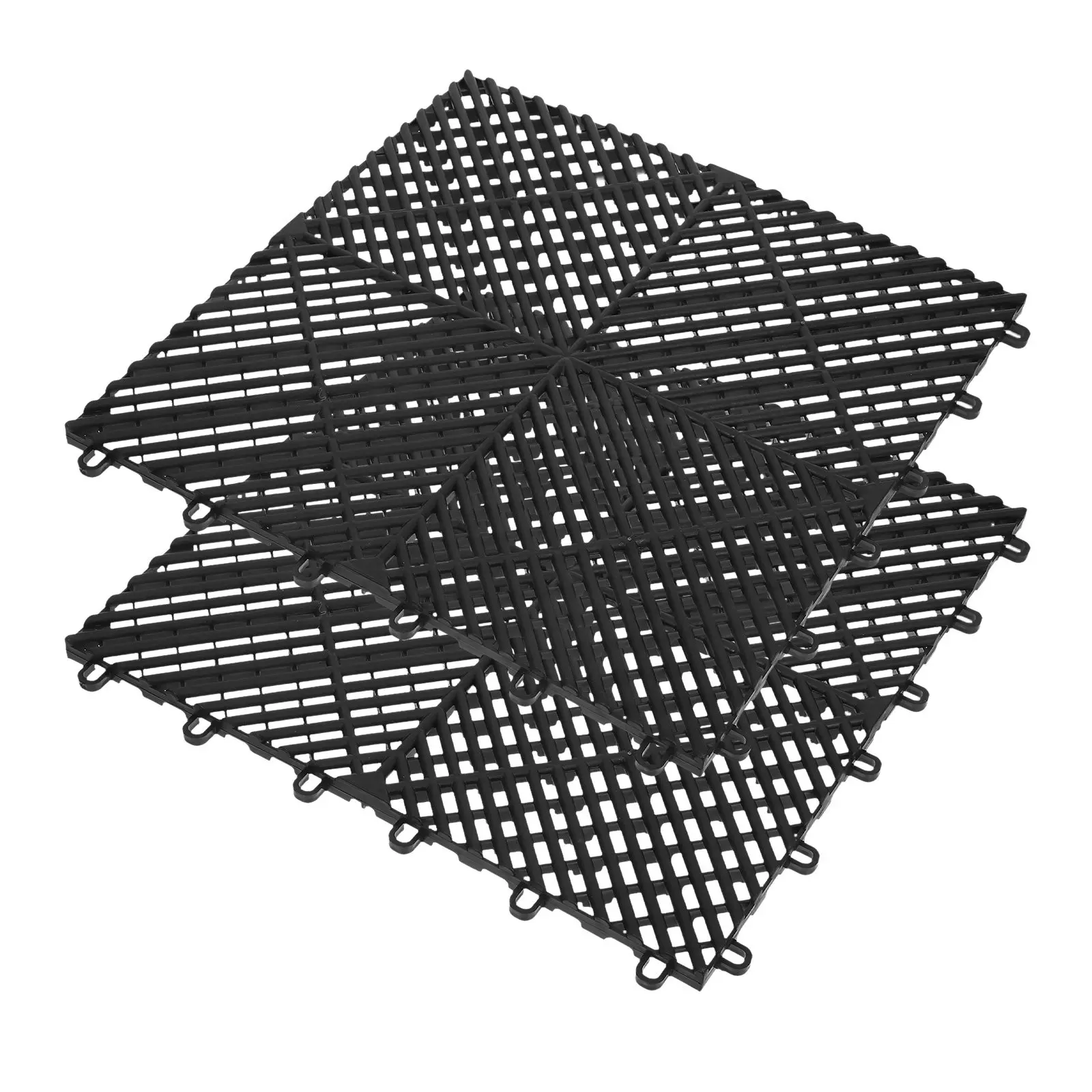 2Pcs Drainage Grid Mat Non-Slip Interlocking Floor Tiles for Shower Room Bathroom Pool Deck Balcony Terrace Car Wash Garage