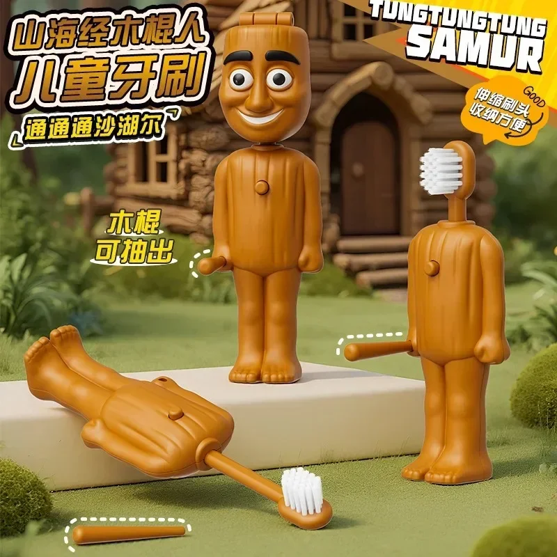 Italian Brainrot Tung Sahur Anime Children's Toothbrush Soft Nylon Bristles Travel-Friendly Funny Teeth Brush Toy