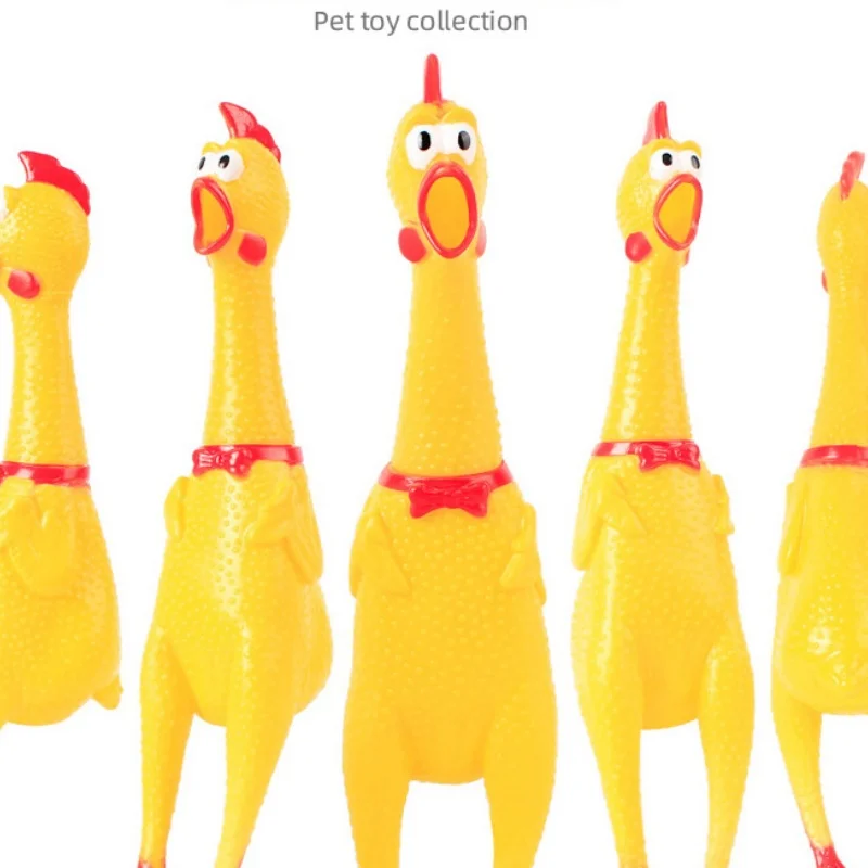 New Pet Dog Squeak Toy Screaming Chicken Squeeze Dog Chew Toy Durable and Fun Yellow Rubber Exhaust Chicken