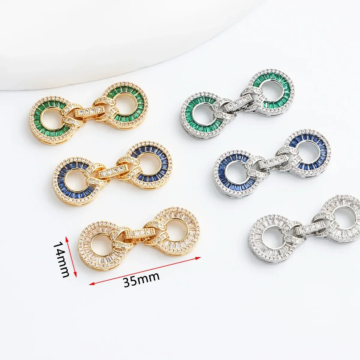 18K Real Gold Plated with T Diamonds, High-grade Round Pearl Jade Necklace, Bracelet Buckle Connecting Buckle DIY Accessories