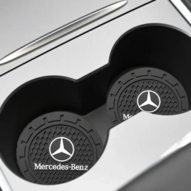 1/2pcs Non-slip Car Water Cup Pad Coaster Rubber Mat For Mercedes Benz B/C/E/S Class A Class C200L GLC GLK CLA Accessories