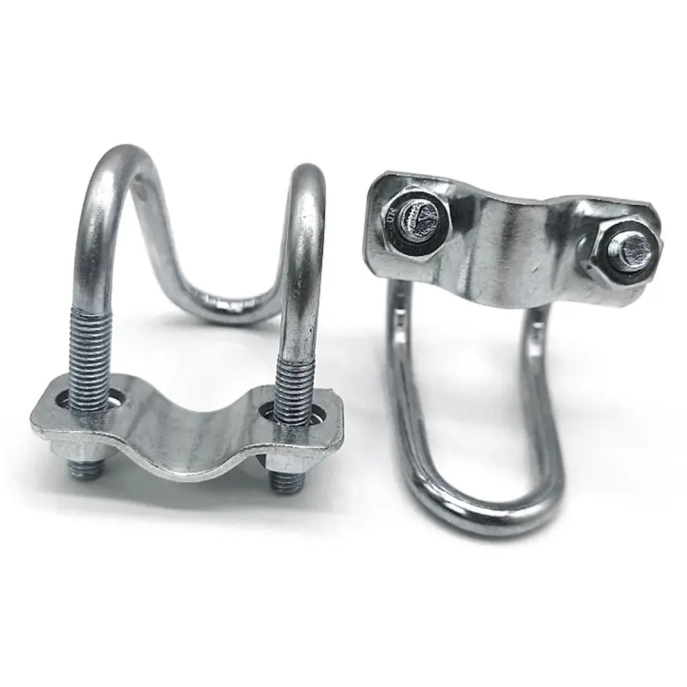 1Pcs U Bolt 20 25 32 40 50 M8 Galvanized Double U-Cross Tube Pipe Clamp Screw Steel Connector Scaffolding Fixing Cross Clamp