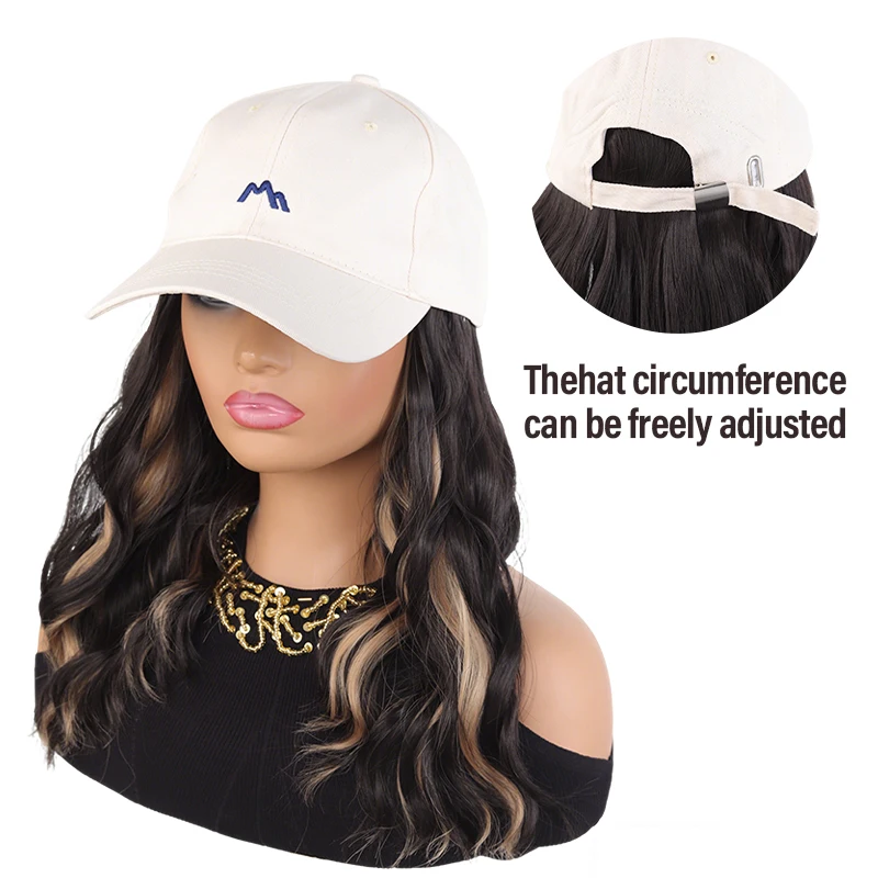 Beige Baseball Cap Wig with Ombre Egg Curl & Synthetic Fiber – Stylish Wig Hat for Daily Wear, Fashionable Hair Accessory for Wo view 4